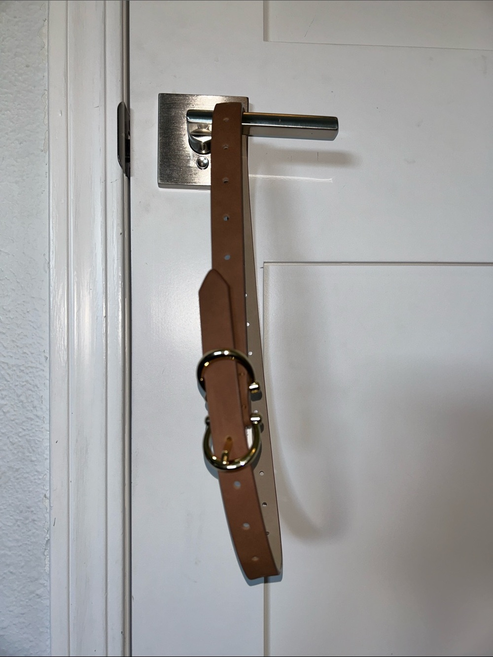 Target Tan Leather Belt with Gold Buckle